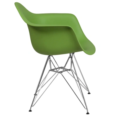 Flash Furniture Alonza Series Green Plastic Chair With Chrome Base