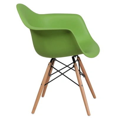 Flash Furniture Alonza Series Green Plastic Chair With Wood Base