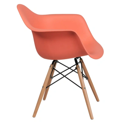 Flash Furniture Alonza Series Peach Plastic Chair With Wood Base In Pink