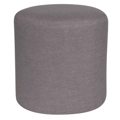 Flash Furniture Barrington Upholstered Round Ottoman Pouf In Light Gray Fabric