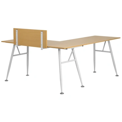 Flash Furniture Beech Laminate L-shape Computer Desk With White Metal Frame In Natural
