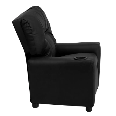 Flash Furniture Contemporary Black Leather Kids Recliner With Cup Holder
