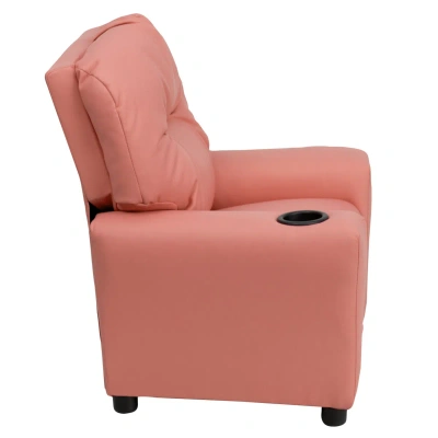 Flash Furniture Contemporary Pink Vinyl Kids Recliner With Cup Holder