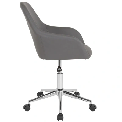 Flash Furniture Cortana Home And Office Mid-back Chair In Gray Leather