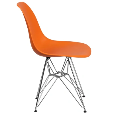 Flash Furniture Elon Series Orange Plastic Chair With Chrome Base