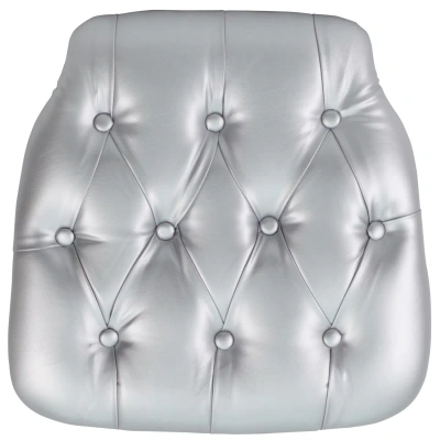 Flash Furniture Hard Silver Tufted Vinyl Chiavari Chair Cushion In Gray