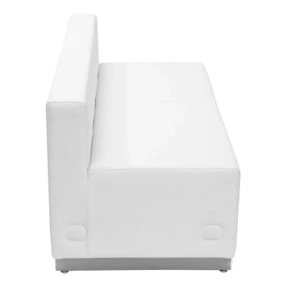 Flash Furniture Hercules Alon Series Melrose White Leather Loveseat With Brushed Stainless Steel Base