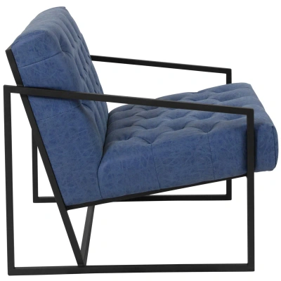 Flash Furniture Hercules Madison Series Retro Blue Leather Tufted Lounge Chair