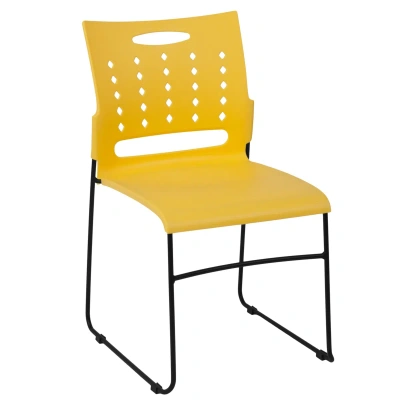 Flash Furniture Hercules Series 881 Lb. Capacity Sled Base Stack Chair With Air-vent Back In Yellow