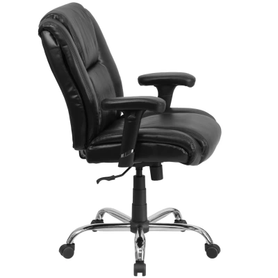 Flash Furniture Hercules Series Big & Tall 400 Lb. Rated Black Leather Swivel Task Chair With Adjustable Arms