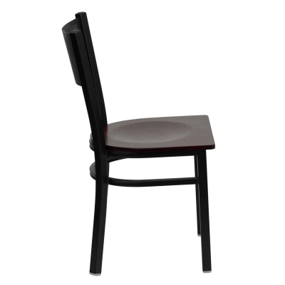 Flash Furniture Hercules Series Black Grid Back Metal Restaurant Chair In Brown
