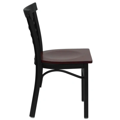 Flash Furniture Hercules Series Black Ladder Back Metal Restaurant Chair In Brown