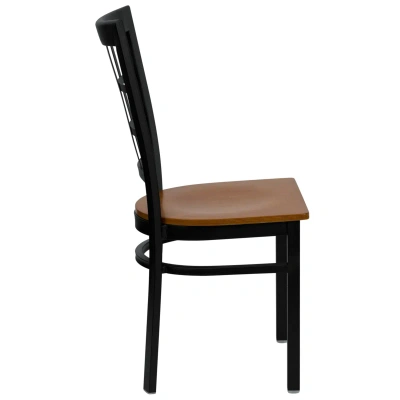 Flash Furniture Hercules Series Black Window Back Metal Restaurant Chair In Red