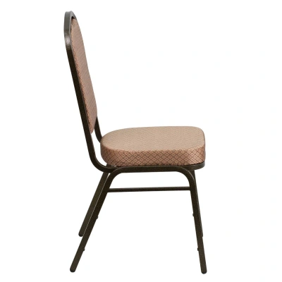 Flash Furniture Hercules Series Crown Back Stacking Banquet Chair In Gold Diamond Patterned Fabric