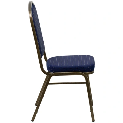 Flash Furniture Hercules Series Crown Back Stacking Banquet Chair In Navy Blue Dot Patterned Fabric