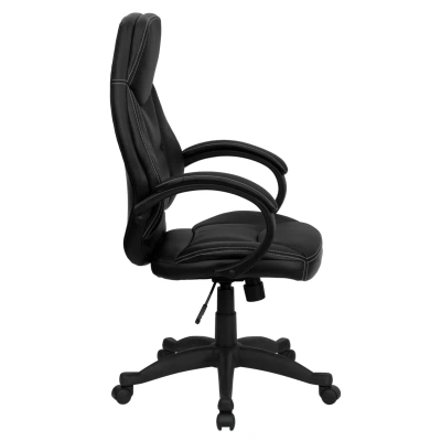 Flash Furniture High Back Black Leather Contemporary Executive Swivel Chair With Arms