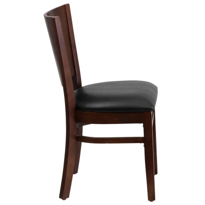 Flash Furniture Lacey Series Solid Back Walnut Wood Restaurant Chair In Black