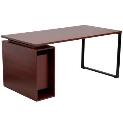 Flash Furniture Mahogany Computer Desk With Open Storage Pedestal In Brown