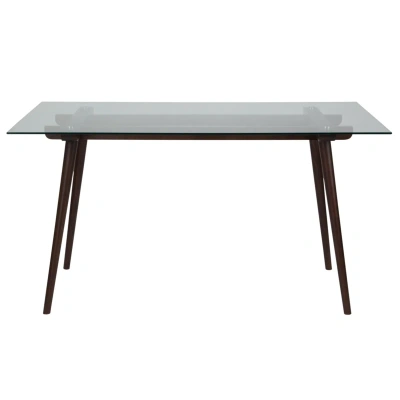 Flash Furniture Meriden 31.5" X 55" Rectangular Solid Espresso Wood Table With Clear Glass Top In Brown