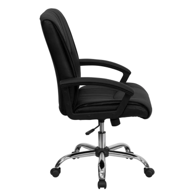 Flash Furniture Mid-back Black Leather Swivel Manager's Chair With Arms