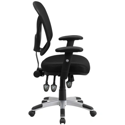 Flash Furniture Mid-back Black Mesh Multifunction Swivel Task Chair With Adjustable Arms