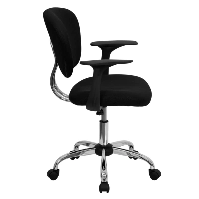 Flash Furniture Mid-back Black Mesh Swivel Task Chair With Chrome Base And Arms In Gray