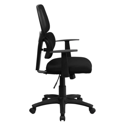 Flash Furniture Mid-back Black Mesh Swivel Task Chair With Flexible Dual Lumbar Support And Arms