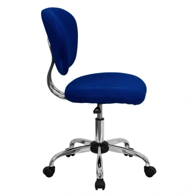Flash Furniture Mid-back Blue Mesh Swivel Task Chair With Chrome Base