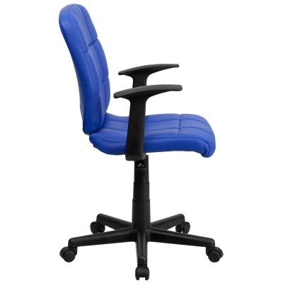 Flash Furniture Mid-back Blue Quilted Vinyl Swivel Task Chair With Arms