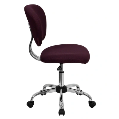 Flash Furniture Mid-back Burgundy Mesh Swivel Task Chair With Chrome Base In Dark Red