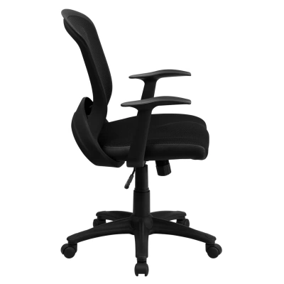 Flash Furniture Mid-back Designer Black Mesh Swivel Task Chair With Arms