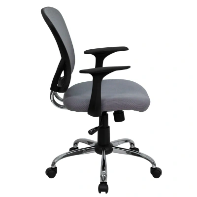 Flash Furniture Mid-back Gray Mesh Swivel Task Chair With Chrome Base And Arms