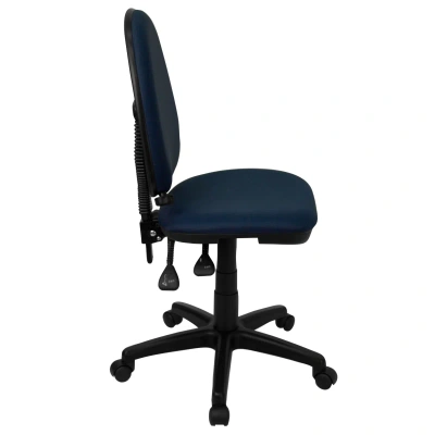 Flash Furniture Mid-back Navy Blue Fabric Multifunction Swivel Task Chair With Adjustable Lumbar Support