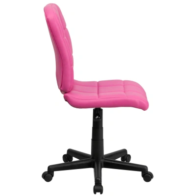Flash Furniture Mid-back Pink Quilted Vinyl Swivel Task Chair