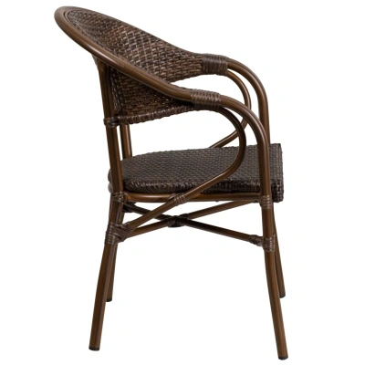Flash Furniture Milano Series Cocoa Rattan Restaurant Patio Chair In Brown