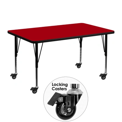 Flash Furniture Mobile 30''w X 48''l Rectangular Red Thermal Laminate Activity Table