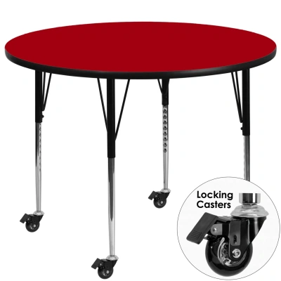 Flash Furniture Mobile 48'' Round Red Thermal Laminate Activity Table
