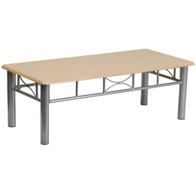 Flash Furniture Natural Laminate Coffee Table With Silver Steel Frame