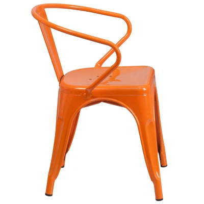 Flash Furniture Orange Metal Indoor-outdoor Chair With Arms