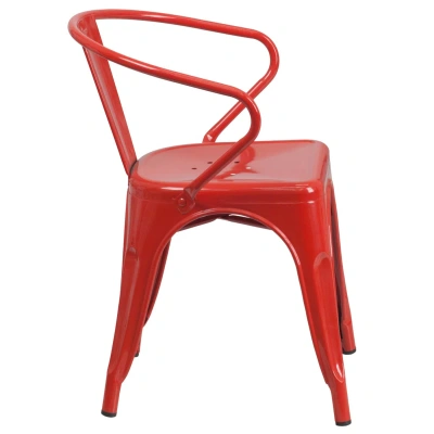Flash Furniture Red Metal Indoor-outdoor Chair With Arms