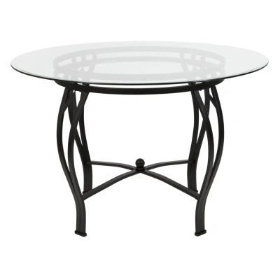 Flash Furniture Syracuse 45'' Round Glass Dining Table With Black Metal Frame