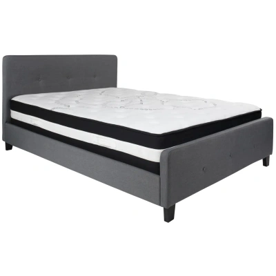 Flash Furniture Tribeca Queen Size Tufted Upholstered Fabric Platform Bed With Pocket Spring Mattress In Dark Gray