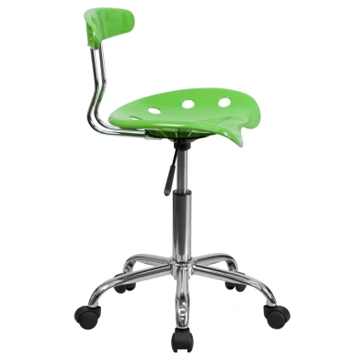 Flash Furniture Vibrant Apple Green And Chrome Swivel Task Chair With Tractor Seat