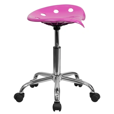 Flash Furniture Vibrant Candy Heart Tractor Seat And Chrome Stool In Pink