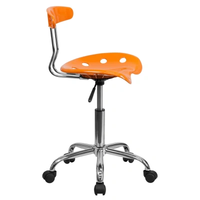 Flash Furniture Vibrant Orange And Chrome Swivel Task Chair With Tractor Seat