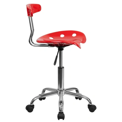 Flash Furniture Vibrant Red And Chrome Swivel Task Chair With Tractor Seat