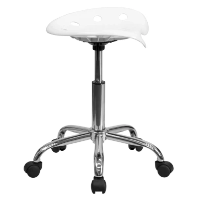 Flash Furniture Vibrant White Tractor Seat And Chrome Stool