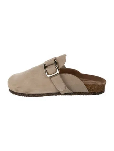 Pre-owned Flattered Suede Mules In Neutrals