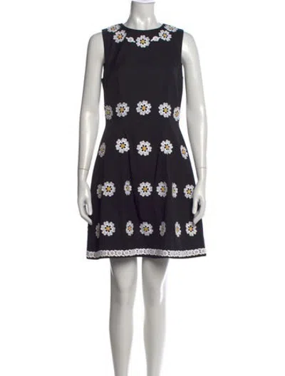 Pre-owned Flavio Castellani Floral Print Mini Dress In Black