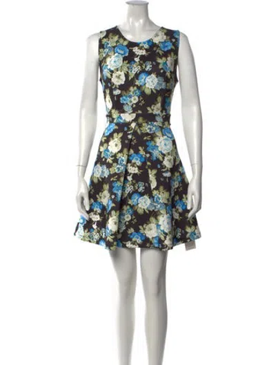 Pre-owned Flavio Castellani Floral Print Mini Dress W/ Tags In Black